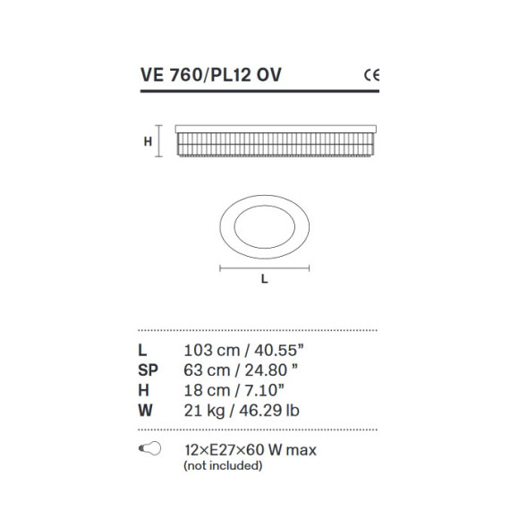 Потолочный светильник Masiero Impero &amp; Deco VE 760/PL 12 OV Cut