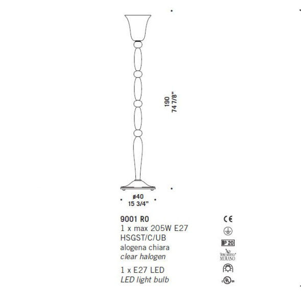 Торшер De Majo 9001 R0 090010R00