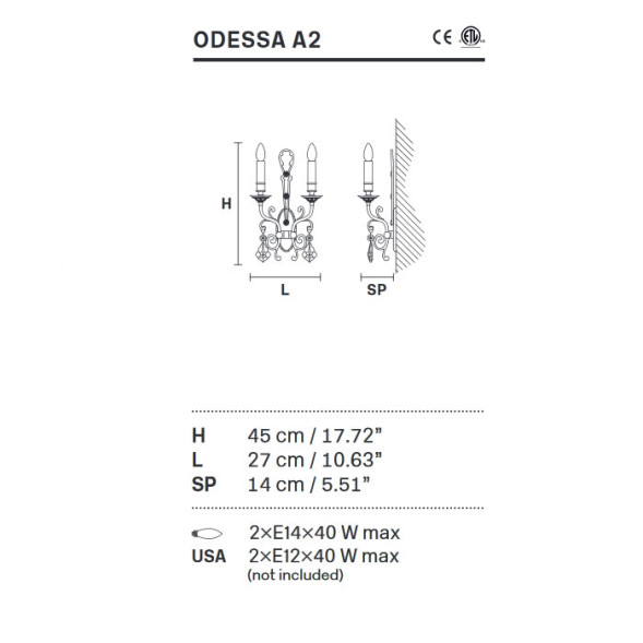Бра Masiero Odessa A2 G03 Cut