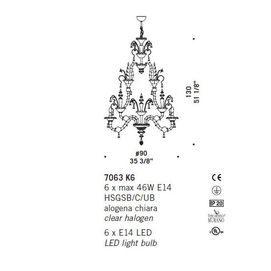 Люстра De Majo 7063 K6 070630K06