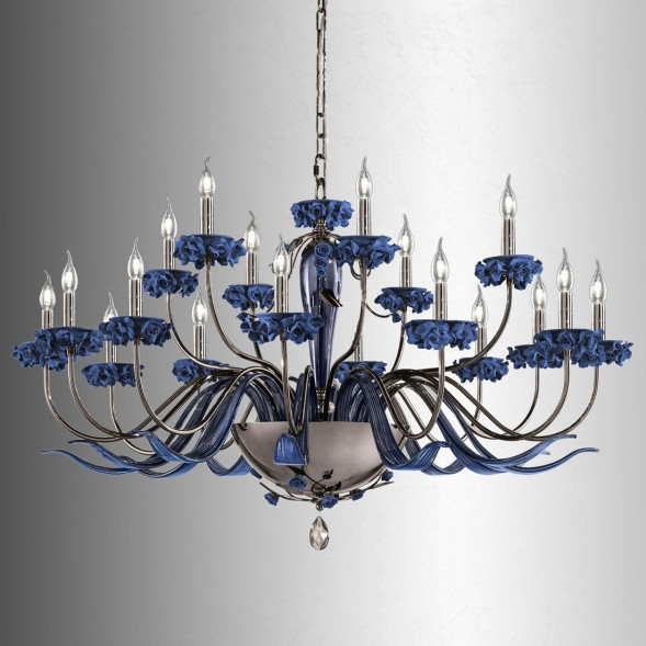 Люстра Euroluce Bora L12+6 Nichel Blue
