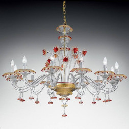 Люстра Vetri Lamp 922/12 Cristallo/Oro 24 Kt./Rosso