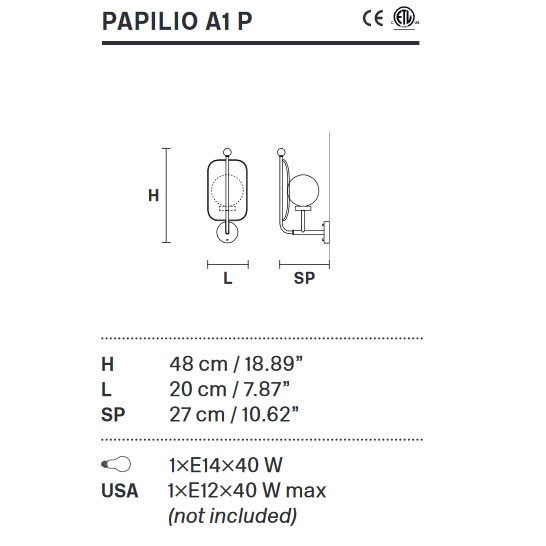Бра Masiero Papilio A1 P V33