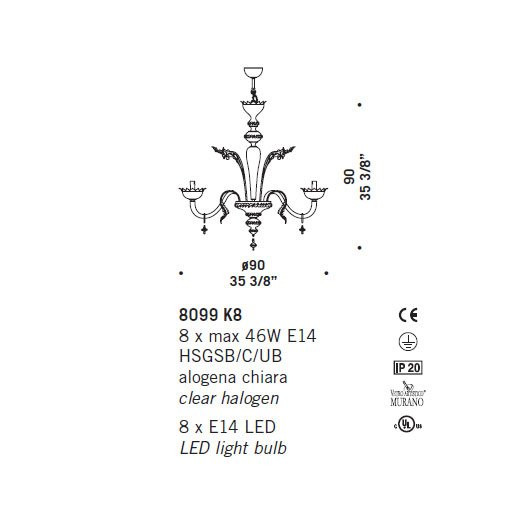 Люстра De Majo 8099 K8 080990K08