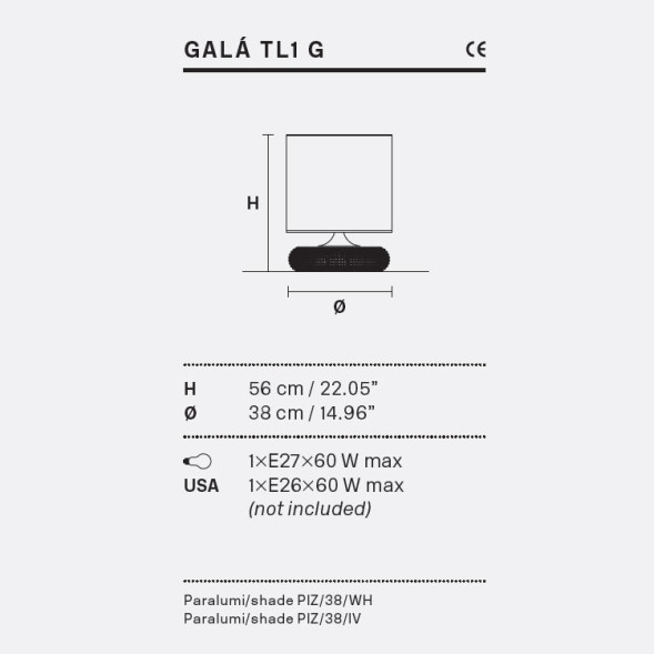 Настольная лампа Masiero Gala TL1G 45 V97