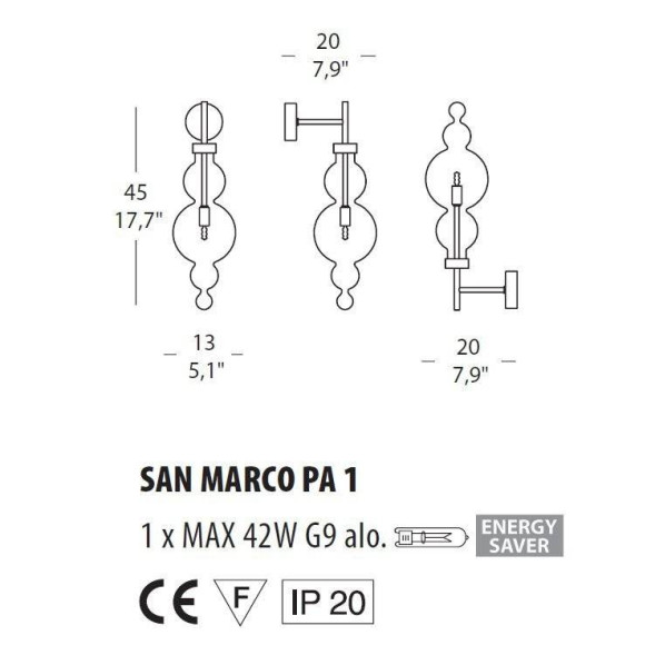 Бра Evi Style San Marco PA1 ES0630PA04AMAL