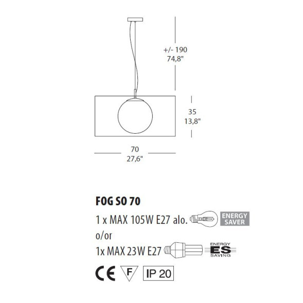 Подвесной светильник Morosini Fog SO 70 0201SO08NOIN