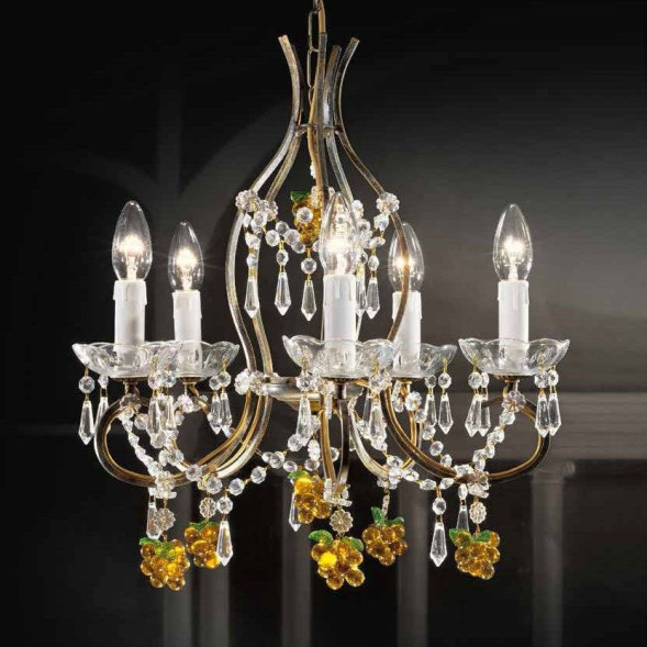 Люстра Beby Group Old style 3305/5 Black gold CUT WITH GLASS FRUITS