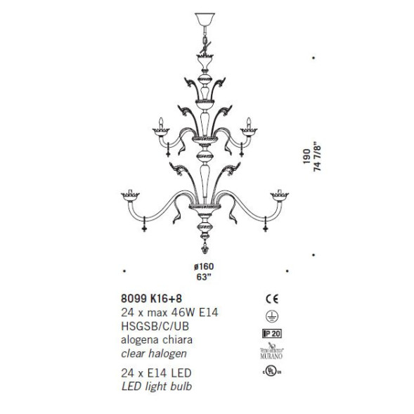Люстра De Majo 8099 K16+8 080990K24