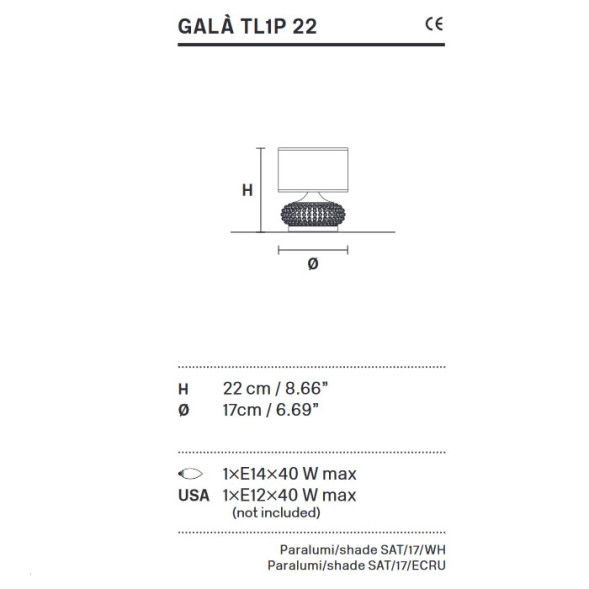 Настольная лампа Masiero Gala TL1P 22 V13