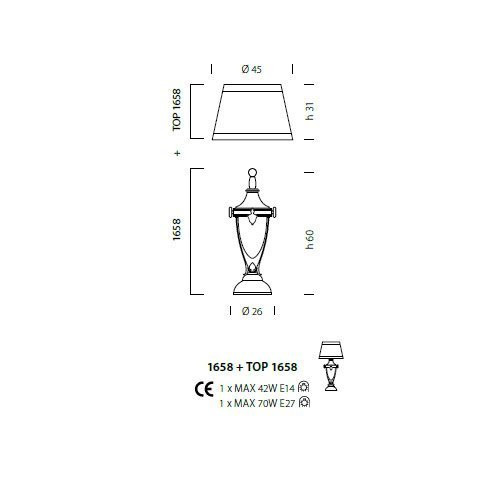 Настольная лампа Sylcom Impero 1658 ARG AV + TOP 1658 ARG
