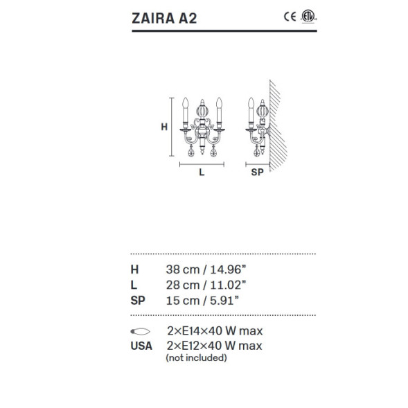 Бра Masiero Zaira A2 G03 Cut