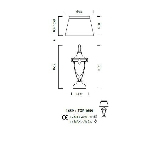 Настольная лампа Sylcom Impero 1659 ARG FU + TOP 1659 ARG