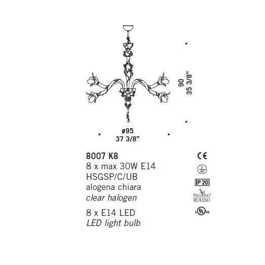 Люстра De Majo 8007 K8 080070K40