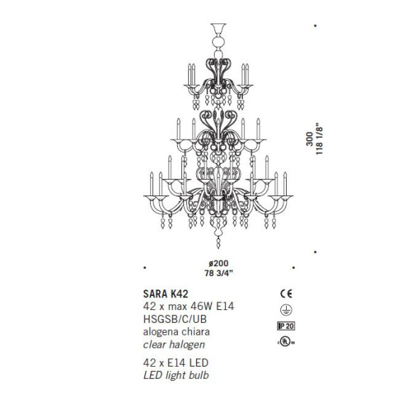 Потолочная люстра De Majo SARA K42 0SARA0K42