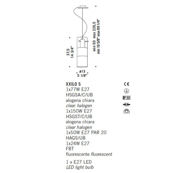 Подвесной светильник De Majo XXILO S 0XXIL0S00