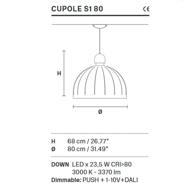 Подвесной светильник Masiero Cupole S1 80 V91