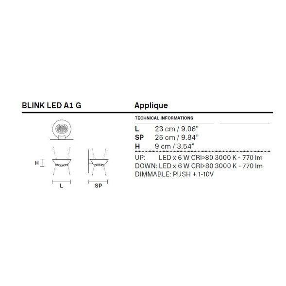 Настенный светильник Masiero Eclettica Blink A1 LED G F01 Cut crystal