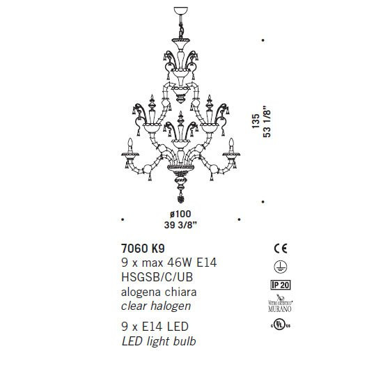 Люстра De Majo 7060 K9 070600K09
