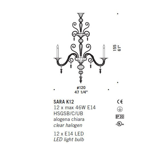 Люстра De Majo SARA K12 0SARA0K13