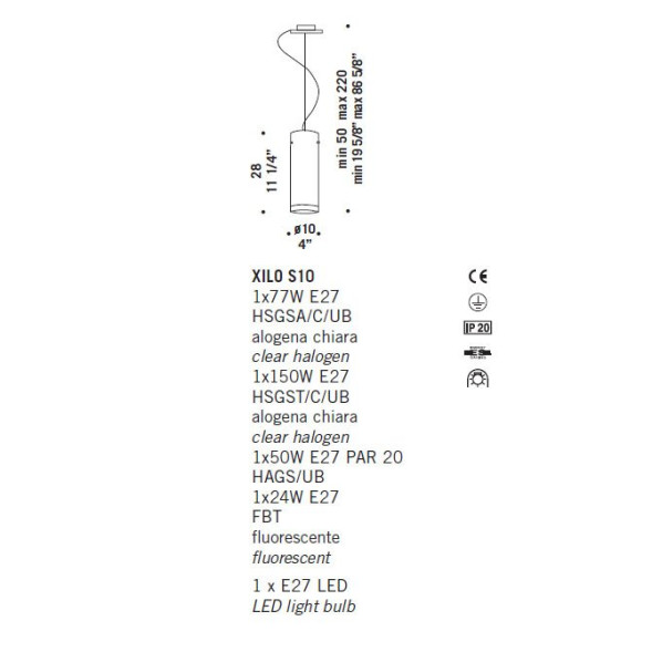 Подвесной светильник De Majo XILO S10 0XILO0S10