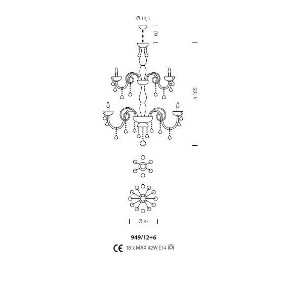 Люстра Sylcom Dandolo 949/12+6 K DEN