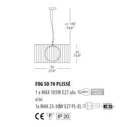 Подвесной светильник Morosini Evi Style Fog Plisse SO70 0211SO08AVIN
