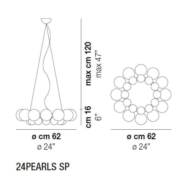 Подвесной светильник Vistosi 24pearls SP ALO BC/CM CR