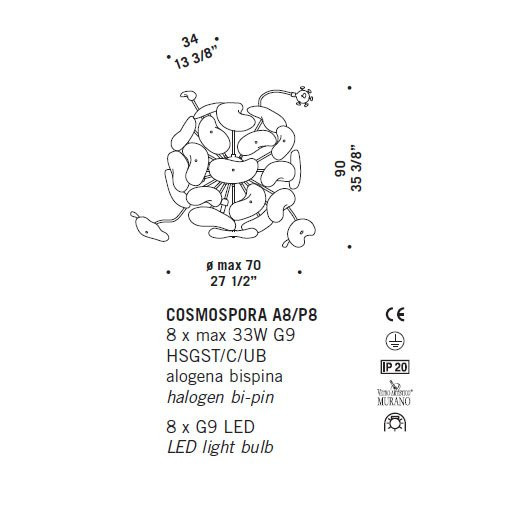 Потолочный светильник De Majo COSMOSPORA A8/P8 0COSM0A