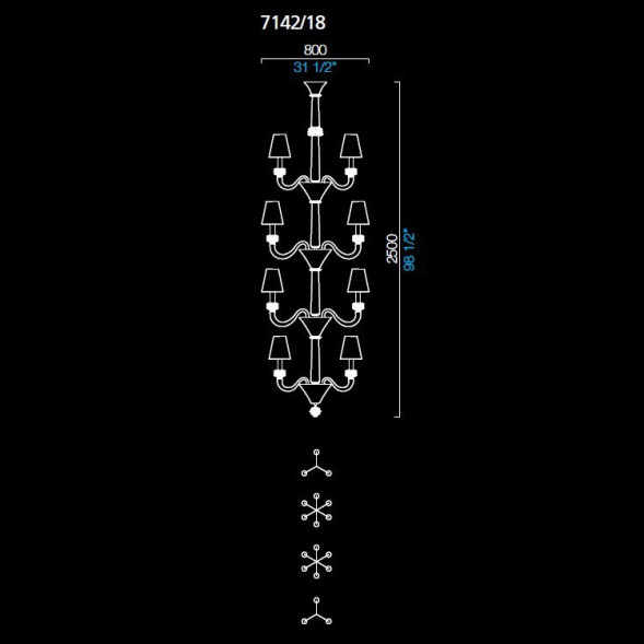 Люстра Barovier&amp;Toso Torpedo Amsterdam 7142/18/VI/BB