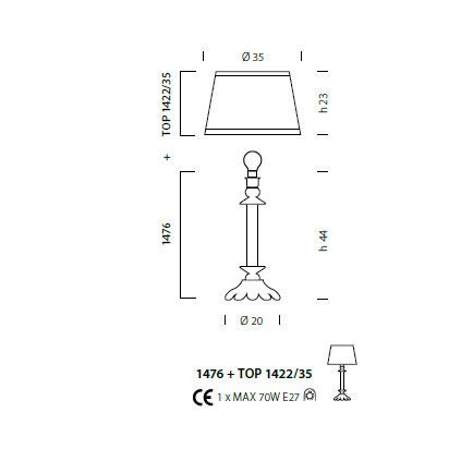 Настольная лампа Sylcom Scrigno 1476 CP PO CR.ORO + TOP 1422/35 ORO
