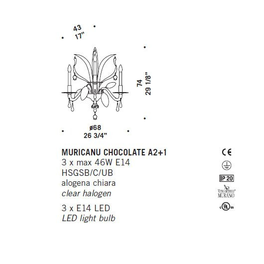 Бра De Majo MURICANU CHOCOLATE A2+1 0MURI0A04