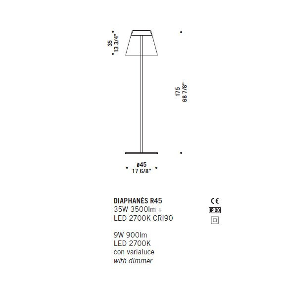 Торшер De Majo DIAPHANES R45 ED 0DIAP0R45