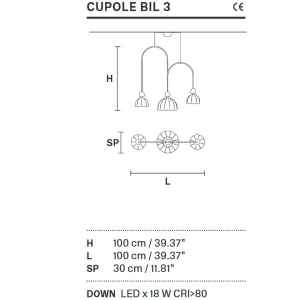 Подвесной светильник Masiero Cupole BIL 3 V54