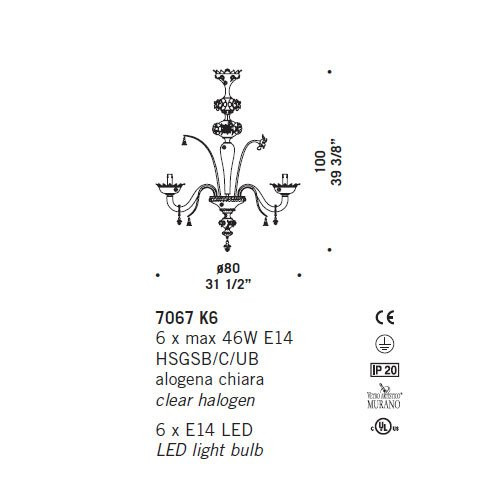 Люстра De Majo 7067 K6 070670K06
