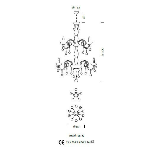 Люстра Sylcom Dandolo 949/10+5 K AMT