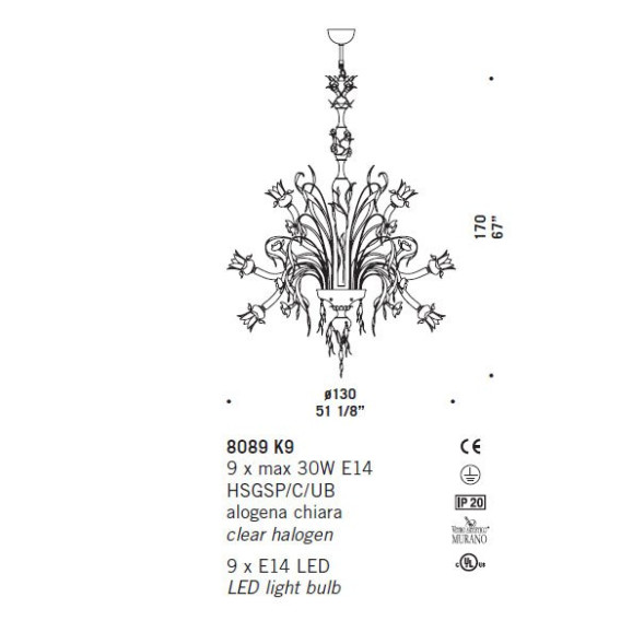 Люстра De Majo 8089 K9 080890K50