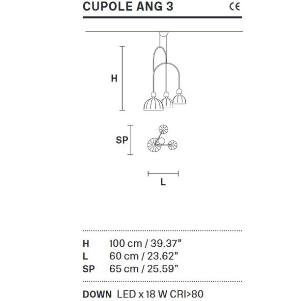 Подвесной светильник Masiero Cupole ANG 3 V33