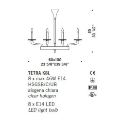Потолочная люстра De Majo TETRA K8L 0TETR0K09