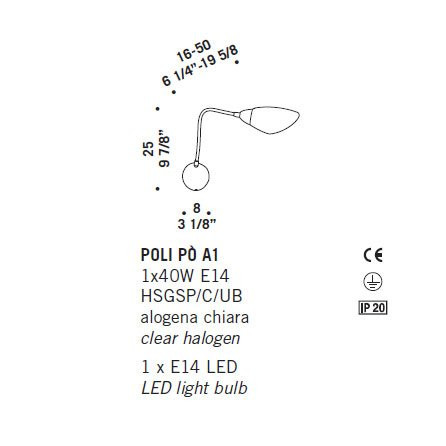Бра De Majo POLI PO A1 0POLI0A-1 satined blue