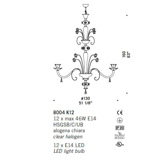 Люстра De Majo 8004 K12 080040K12