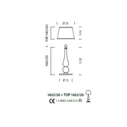 Настольная лампа Sylcom Scrigno 1422/20 K BL.CR + TOP 1422/20 ARG