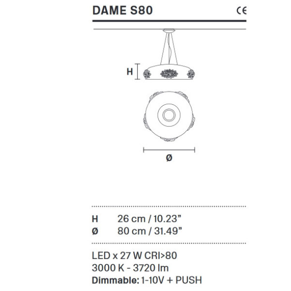 Подвесной светильник Masiero Dame S80 F01