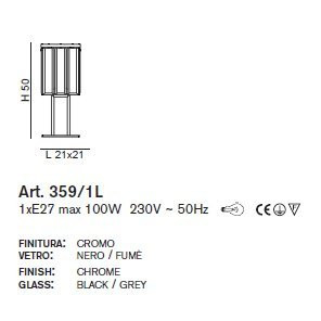 Настольная лампа IDL Roma 359/1L chrome + GREY without engraving