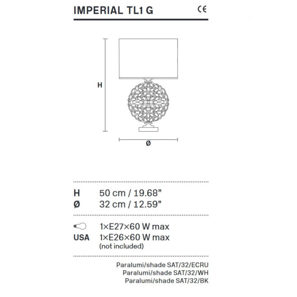 Настольная лампа Masiero Imperial TL1 G G04