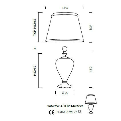 Настольная лампа Sylcom Scrigno 1462/52 D ORO + TOP 1462/35 ORO