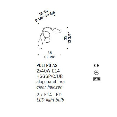 Бра De Majo POLI PO A2 0POLI0A-2 white