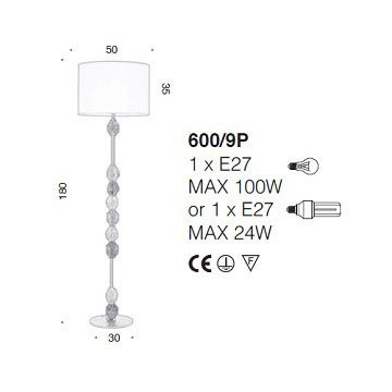 Торшер IDL Charme 600/9P steel ivory tr+green
