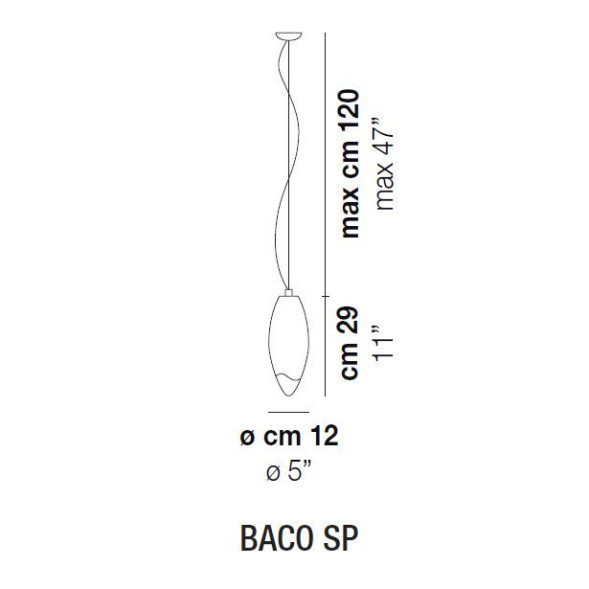Подвесной светильник Vistosi Baco SP E27 BC/SF NI