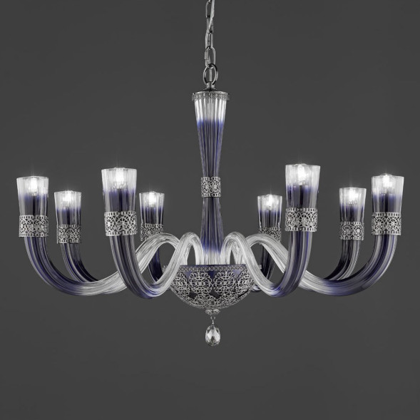 Люстра Euroluce Dea L8 nichel Blu